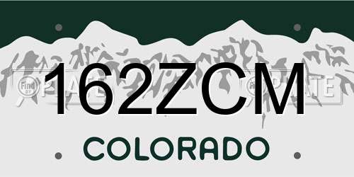 162ZCM Colorado License Plate