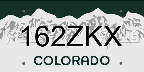 162ZKX Colorado License Plate