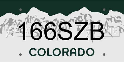 166SZB Colorado License Plate
