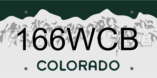 166WCB Colorado License Plate