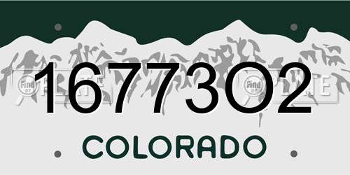 16773O2 Colorado License Plate