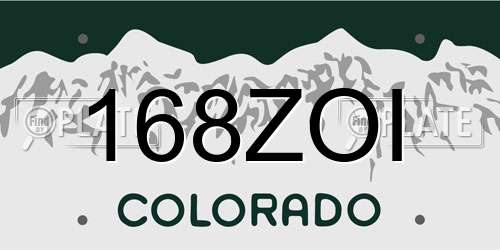 168ZOI Colorado License Plate