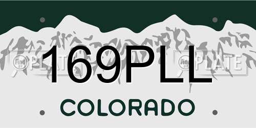 169PLL Colorado License Plate