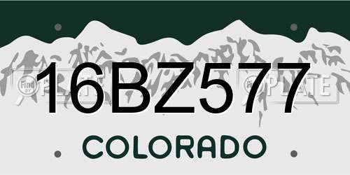 16BZ577 Colorado License Plate