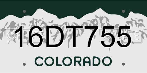 16DT755 Colorado License Plate