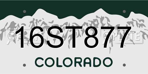 16ST877 Colorado License Plate