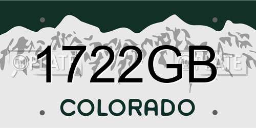 1722GB Colorado License Plate