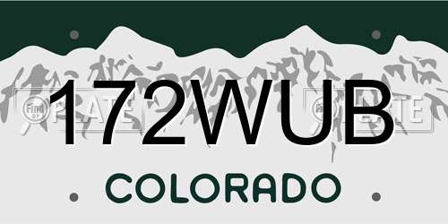 172WUB Colorado License Plate