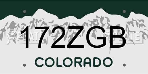 172ZGB Colorado License Plate