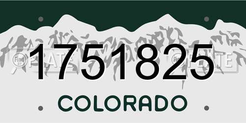 1751825 Colorado License Plate