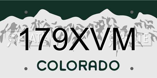 179XVM Colorado License Plate