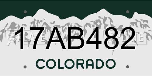 17AB482 Colorado License Plate