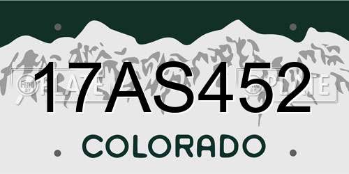 17AS452 Colorado License Plate