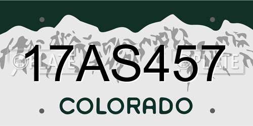 17AS457 Colorado License Plate
