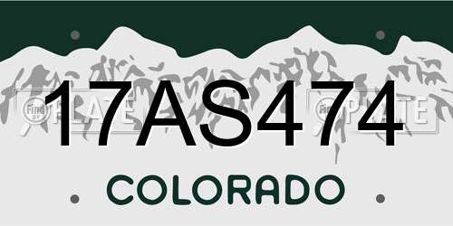 17AS474 Colorado License Plate