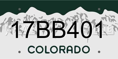 17BB401 Colorado License Plate