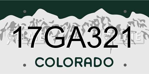 17GA321 Colorado License Plate