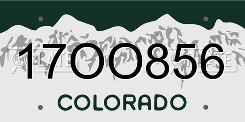 17OO856 Colorado License Plate