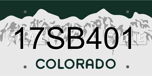 17SB401 Colorado License Plate