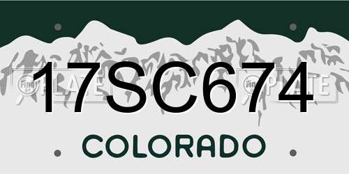 17SC674 Colorado License Plate