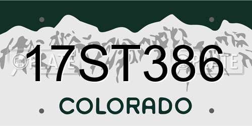17ST386 Colorado License Plate