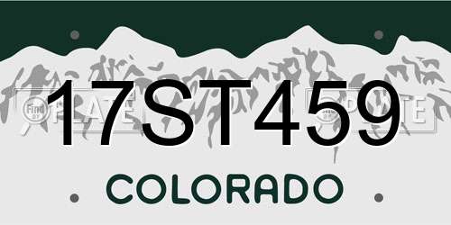 17ST459 Colorado License Plate