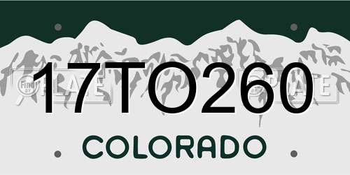17TO260 Colorado License Plate