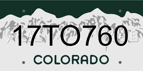 17TO760 Colorado License Plate