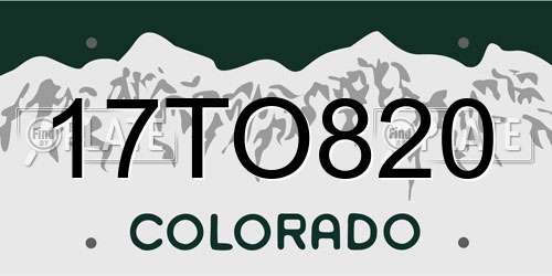 17TO820 Colorado License Plate