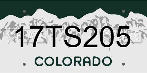 17TS205 Colorado License Plate