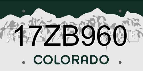 17ZB960 Colorado License Plate