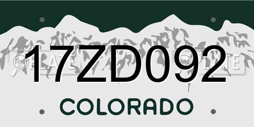 17ZD092 Colorado License Plate
