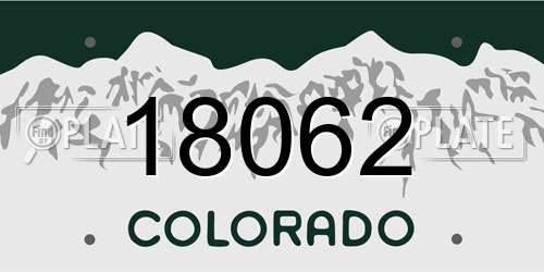 18062 Colorado License Plate
