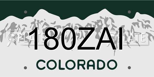 180ZAI Colorado License Plate