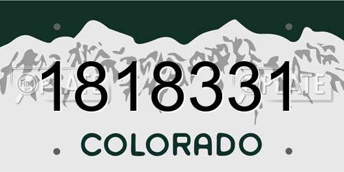 1818331 Colorado License Plate
