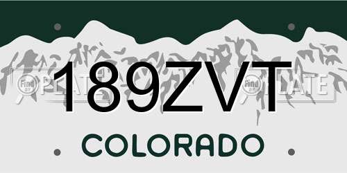 189ZVT Colorado License Plate