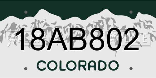 18AB802 Colorado License Plate