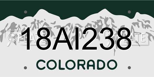 18AI238 Colorado License Plate