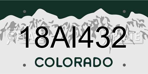 18AI432 Colorado License Plate