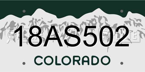 18AS502 Colorado License Plate