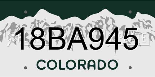 18BA945 Colorado License Plate