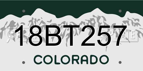 18BT257 Colorado License Plate