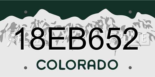 18EB652 Colorado License Plate