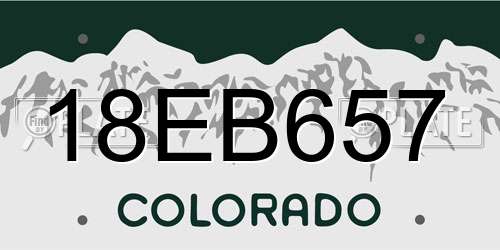 18EB657 Colorado License Plate