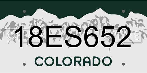 18ES652 Colorado License Plate