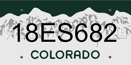 18ES682 Colorado License Plate