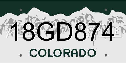 18GD874 Colorado License Plate