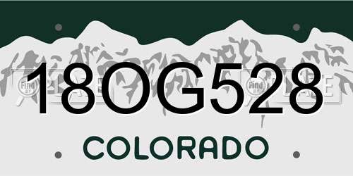 18OG528 Colorado License Plate
