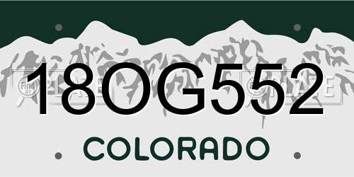 18OG552 Colorado License Plate