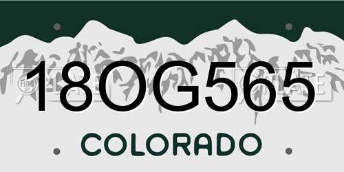 18OG565 Colorado License Plate